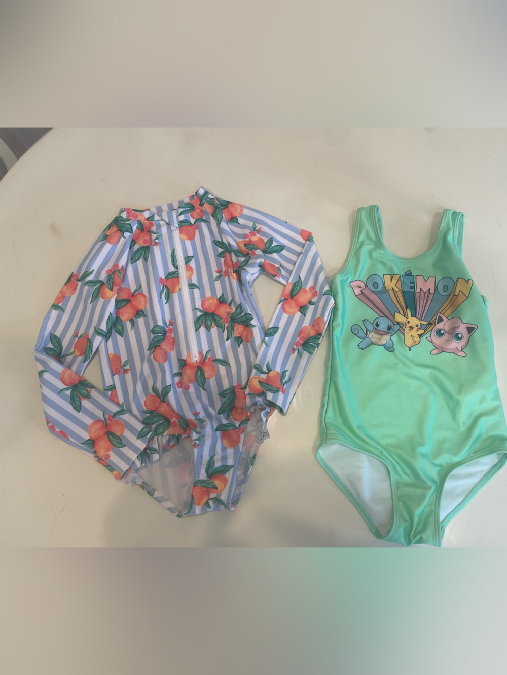H&M Mint Green Girls Swimsuit Top with Graphic Detail